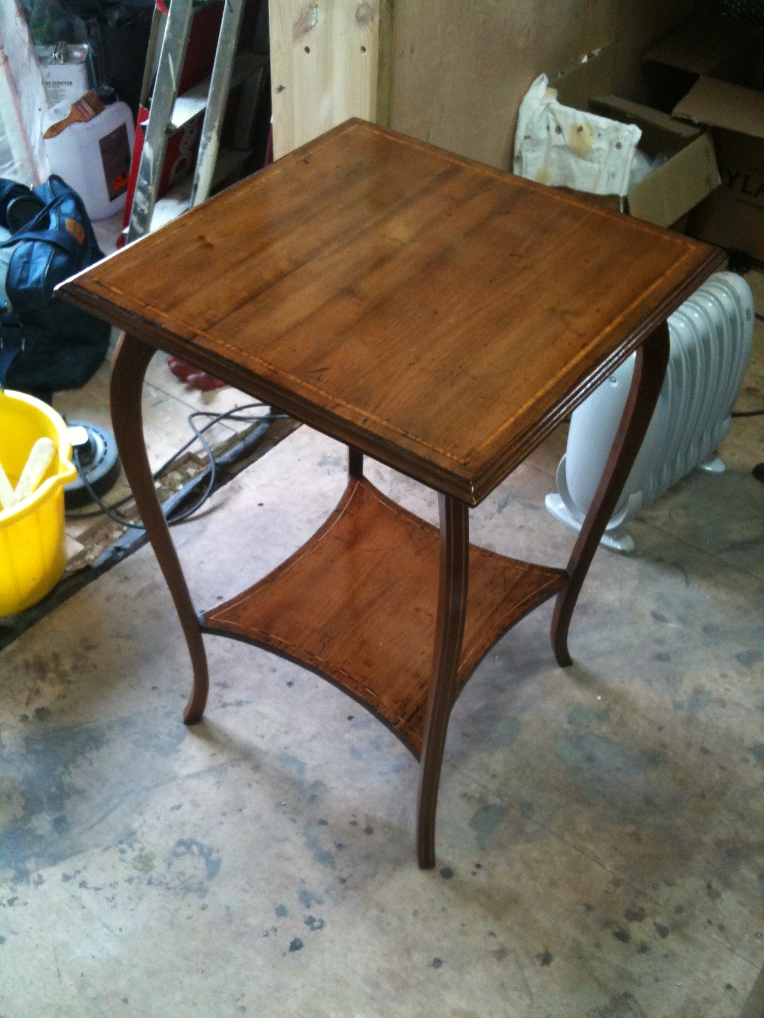 Antique wooden side table restoration
